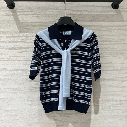 PRADA 26S SHORT-SLEEVE POLO SWEATER 1168