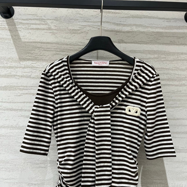 VALENTINO 26S STRIPED TIE-NECK T-SHIRT 358