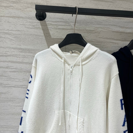 CELINE 26S SLEEVE ZIP-UP KNIT HOODIE 740