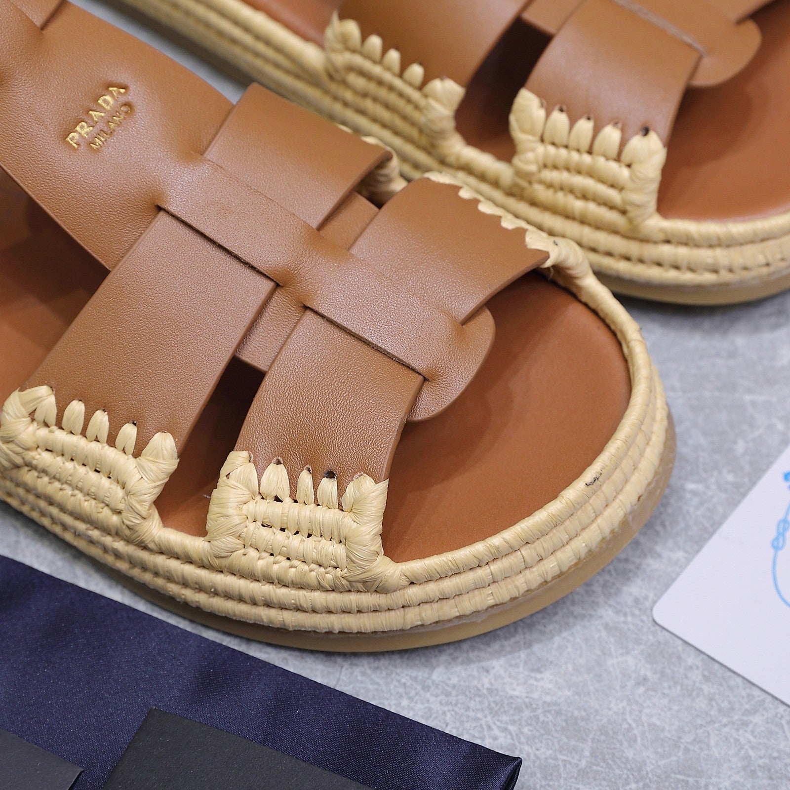 PRADA 26S SANDAL ESPADRILLES IN BROWN CALFSKIN