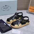 PRADA 26S SANDAL ESPADRILLES IN BLACK CALFSKIN