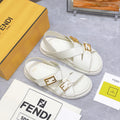 FENDI 26S FLAT SANDALS IN WHITE CALFSKIN