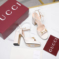 GUCCI 26S HORSEBIT ANKLE STRAP PLATFORM HEELS 115MM IN IVORY WHITE CALFSKIN