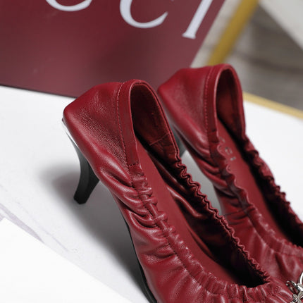 GUCCI 26S HORSEBIT GATHERED PUMPS 55 MM IN DARK RED CALFSKIN