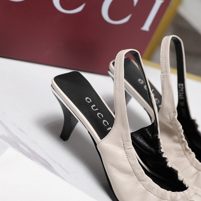 GUCCI 26S SLINGBACK HORSEBIT 55 MM IN IVORY CALFSKIN