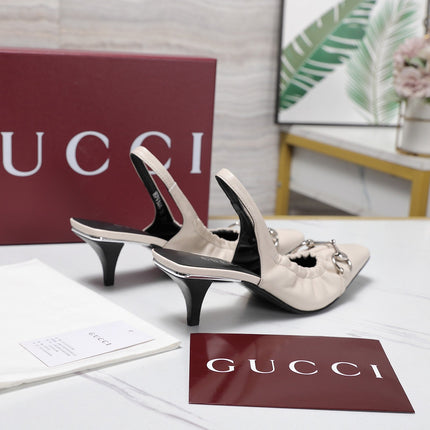 GUCCI 26S SLINGBACK HORSEBIT 55 MM IN IVORY CALFSKIN