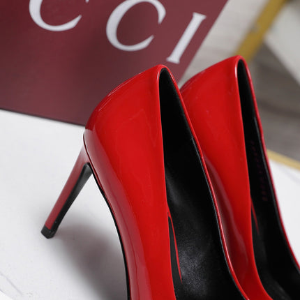 GUCCI 26S HORSEBIT PUMPS 85 MM IN RED PATENT CALFSKIN