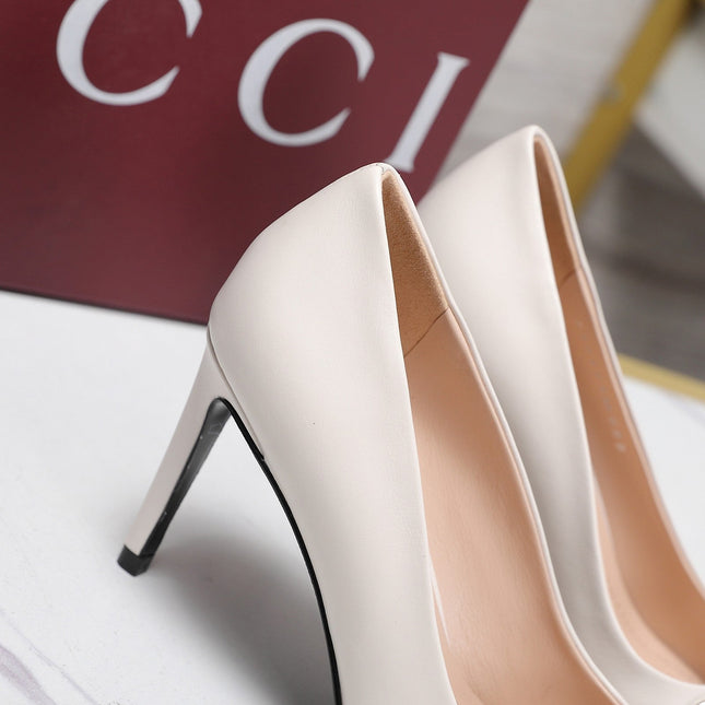 GUCCI 26S HORSEBIT PUMPS 85 MM IN CREAM WHITE CALFSKIN