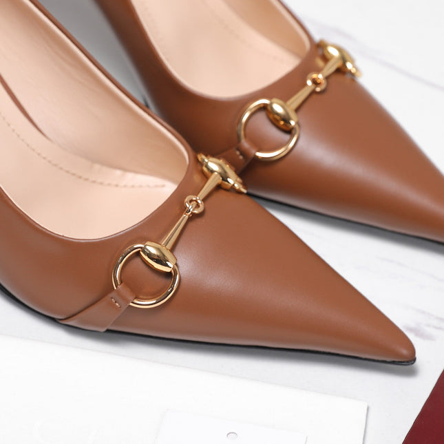 GUCCI 26S HORSEBIT PUMPS 85 MM IN LIGHT BROWN CALFSKIN