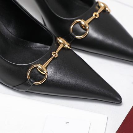 GUCCI 26S HORSEBIT PUMPS 85 MM IN BLACK CALFSKIN