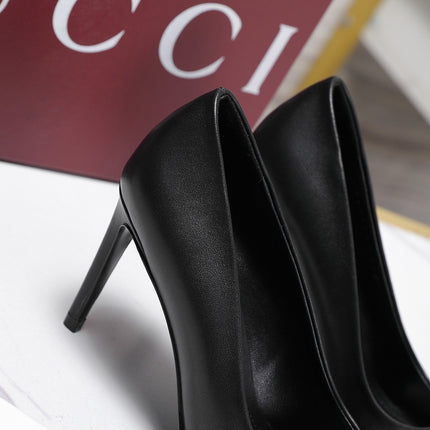 GUCCI 26S HORSEBIT PUMPS 85 MM IN BLACK CALFSKIN