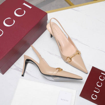 GUCCI 26S SLINGBACK PUMPS 85 MM IN BEIGE CALFSKIN