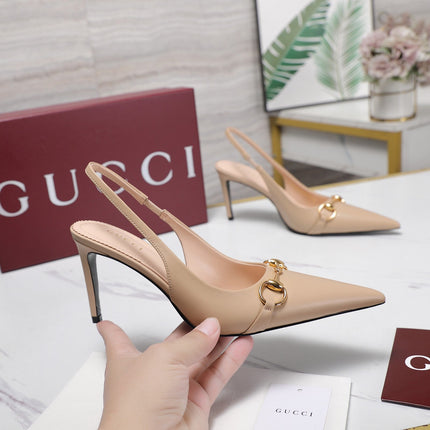 GUCCI 26S SLINGBACK PUMPS 85 MM IN BEIGE CALFSKIN