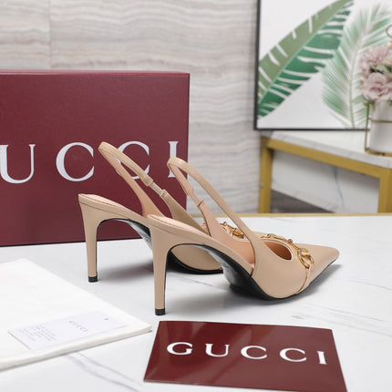GUCCI 26S SLINGBACK PUMPS 85 MM IN BEIGE CALFSKIN