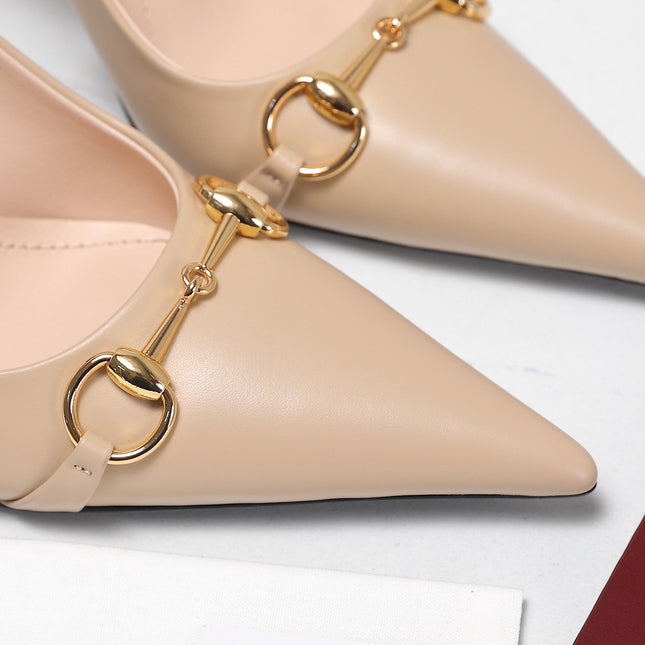 GUCCI 26S SLINGBACK PUMPS 85 MM IN BEIGE CALFSKIN