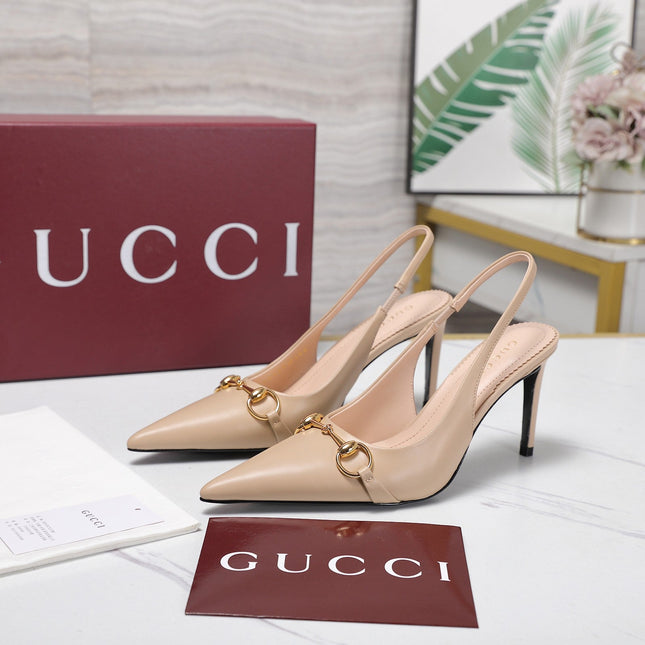 GUCCI 26S SLINGBACK PUMPS 85 MM IN BEIGE CALFSKIN