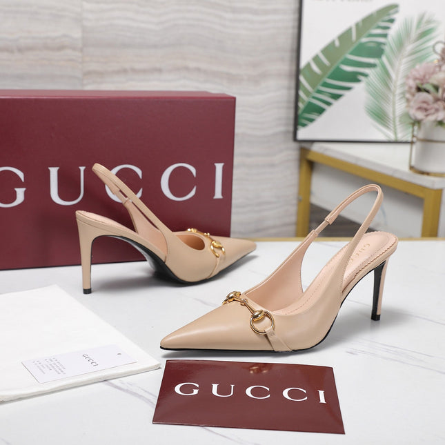 GUCCI 26S SLINGBACK PUMPS 85 MM IN BEIGE CALFSKIN