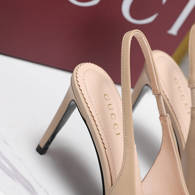 GUCCI 26S SLINGBACK PUMPS 85 MM IN BEIGE CALFSKIN