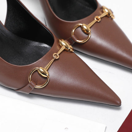 GUCCI 26S SLINGBACK PUMPS 85 MM IN DARK BROWN CALFSKIN