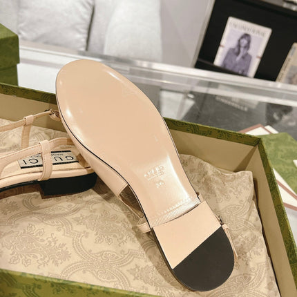 METALIC SLINGBACK FLATS IN TAN BEIGE CALFSKIN