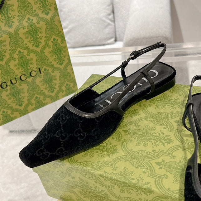 SLINGBACK FLATS IN BLACK VELVET