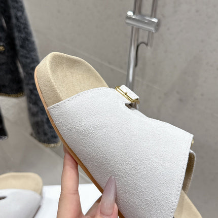 LOEWE 26S EASE SLIDE IN WHITE SUEDE