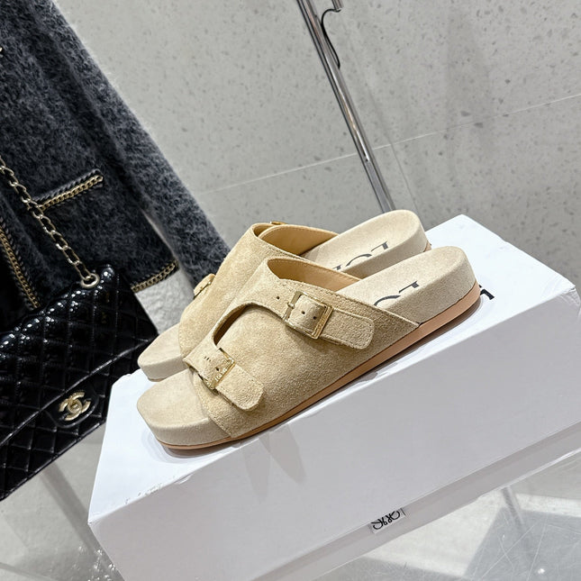 LOEWE 26S EASE SLIDE IN BEIGE SUEDE