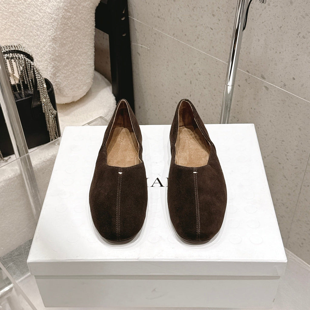 CELINE 26S FLAT SHOES IN DARK BROWN SUEDE