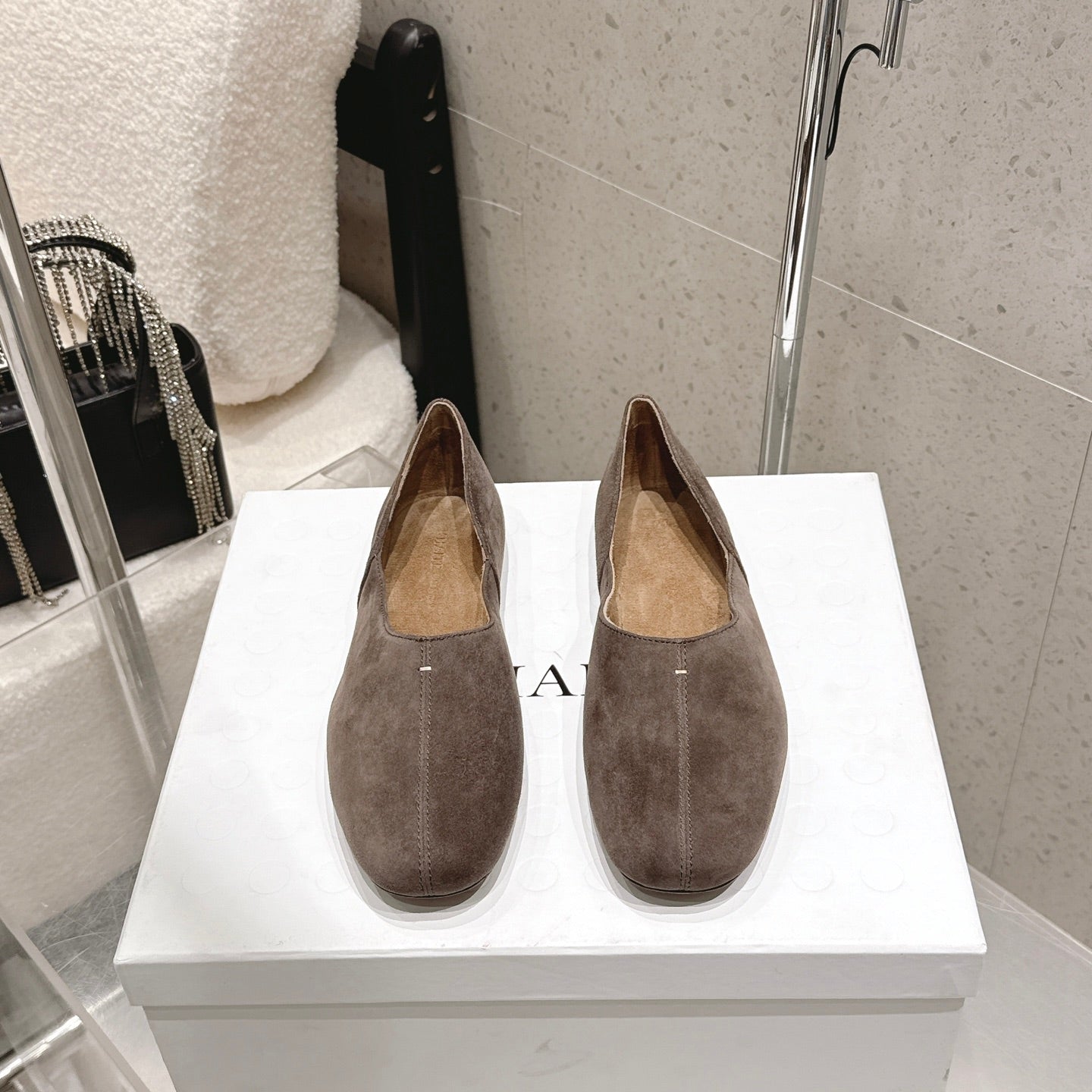 CELINE 26S FLAT SHOES IN TOFFEE BROWN SUEDE
