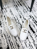 LOAFERS IN WHITE CALFSKIN HARDWARE WITH ROCK MIX CHAIN