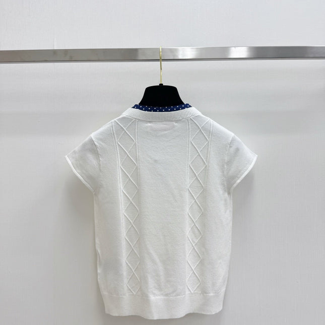 VALENTINO 26S SHORT-SLEEVE KNIT TOP 452