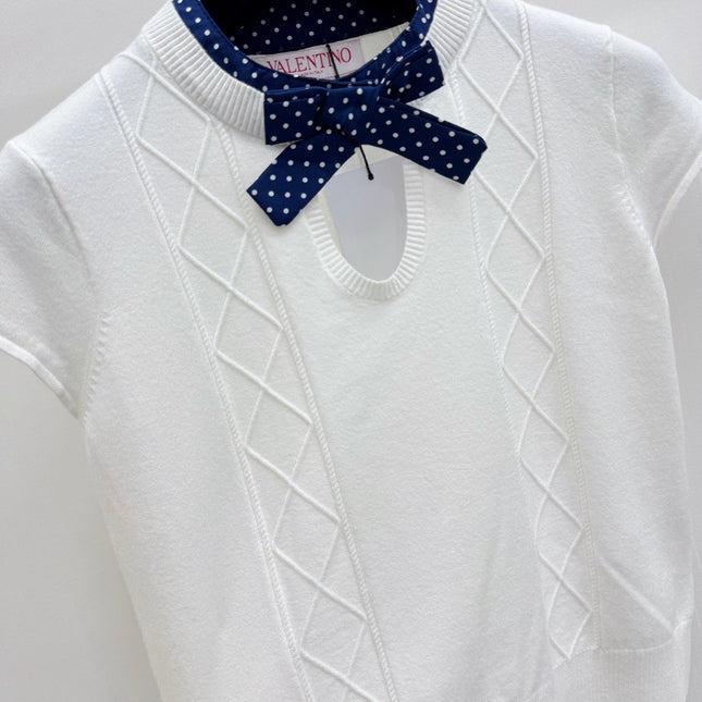 VALENTINO 26S SHORT-SLEEVE KNIT TOP 452