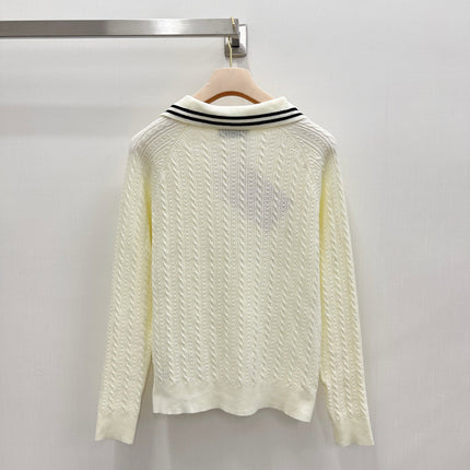 MIUMIU 26S CABLE-KNIT COLLAR CARDIGAN 1257