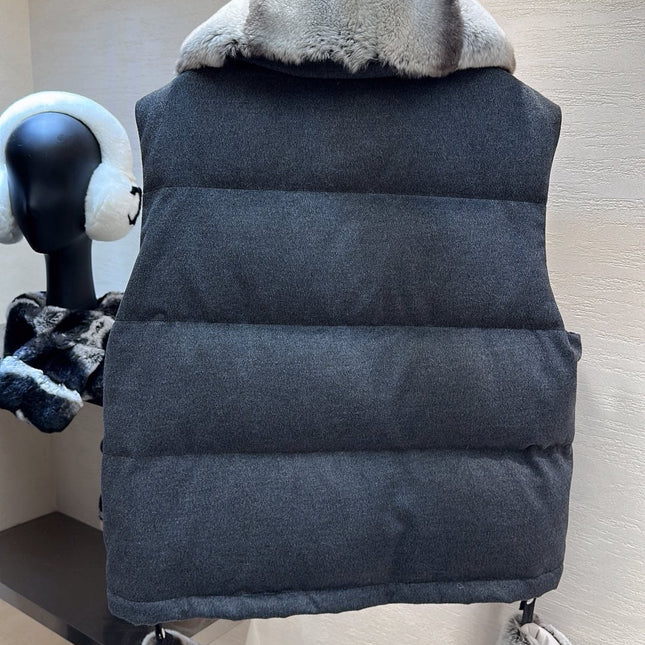 MAX MARA 25S VEST WITH RABBIT FUR COLLAR 057
