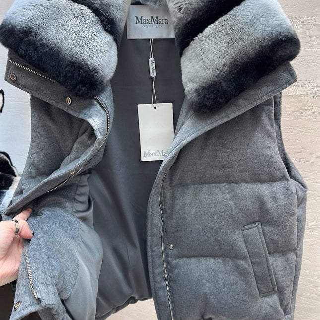 MAX MARA 25S VEST WITH RABBIT FUR COLLAR 058