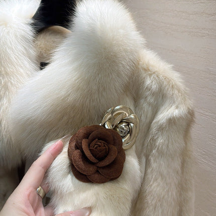 CHANEL 25S SNOW RABBIT FUR COAT 497