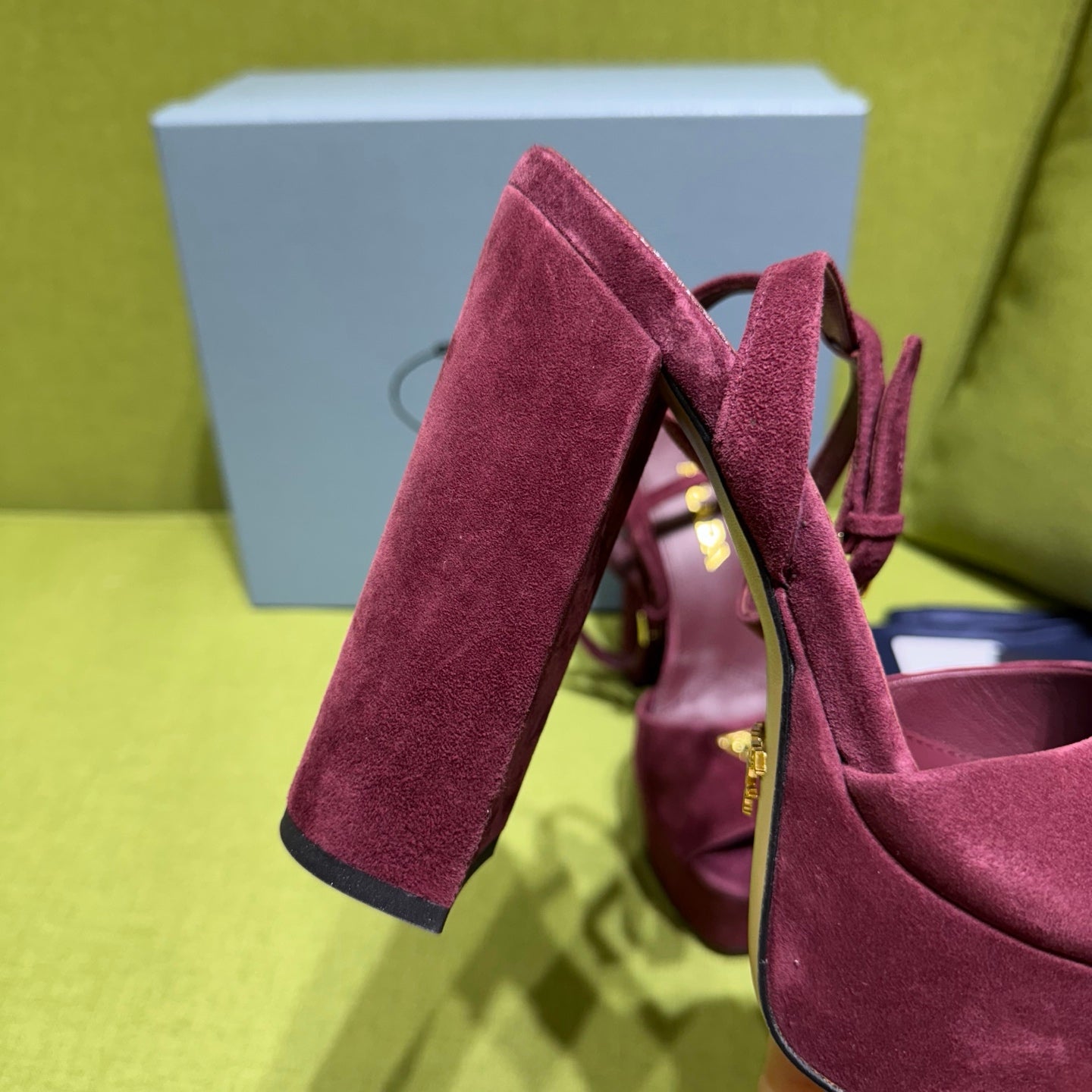 PRADA 25S HIGH-HEEL SANDALS 140 MM IN DEEP WINE RED SUEDE STYLE 3