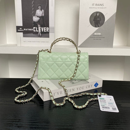 CHANEL 25S KELLY BAG 19 IN LIGHT MINT CALFSKIN GOLD HARDWARE