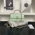 CHANEL 25S KELLY BAG 19 IN LIGHT MINT CALFSKIN GOLD HARDWARE
