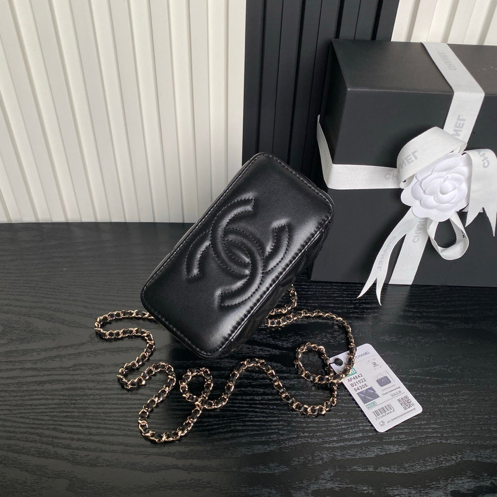 CHANEL 25S VANITY CASE 17 IN BLACK LAMBSKIN GOLD HARDWARE