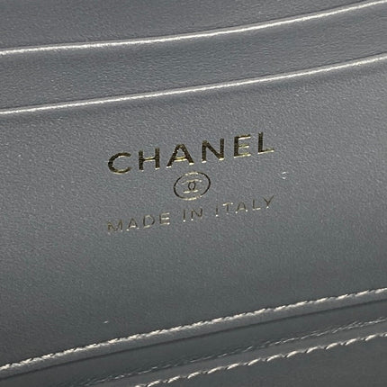 CHANEL 25S VANITY CASE 17 IN BLUE GRAY LAMBSKIN GOLD HARDWARE
