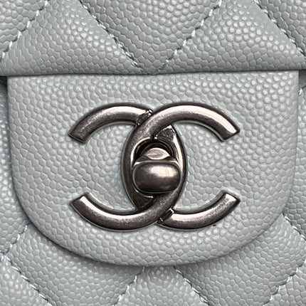 CHANEL 25S SMALL DOUBLE FLAP 19 IN LIGHT BLUE CALFSKIN GOLD HARDWARE