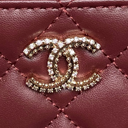 CHANEL 25S VANITY CASE 17 IN BURGUNDY LAMBSKIN GOLD HARDWARE
