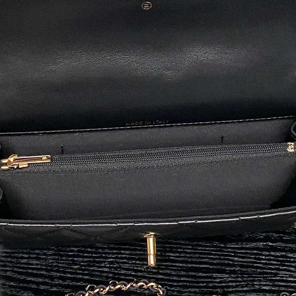 CHANEL 25S MINI FLAP BAG WITH TOP HANDLE 18 IN BLACK LAMBSKIN GOLD HARDWARE
