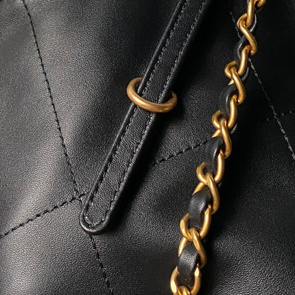 CHANEL 25S TOTE BAG 28 IN BLACK CALFSKIN WITH GOLD HARDWARE