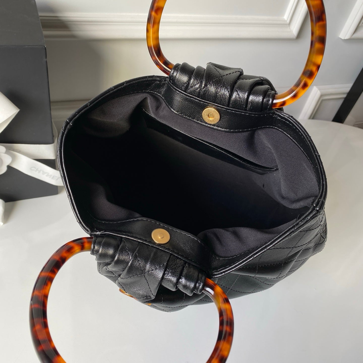 CHANEL 26S HAND BAG 32 IN BLACK LAMBSKIN