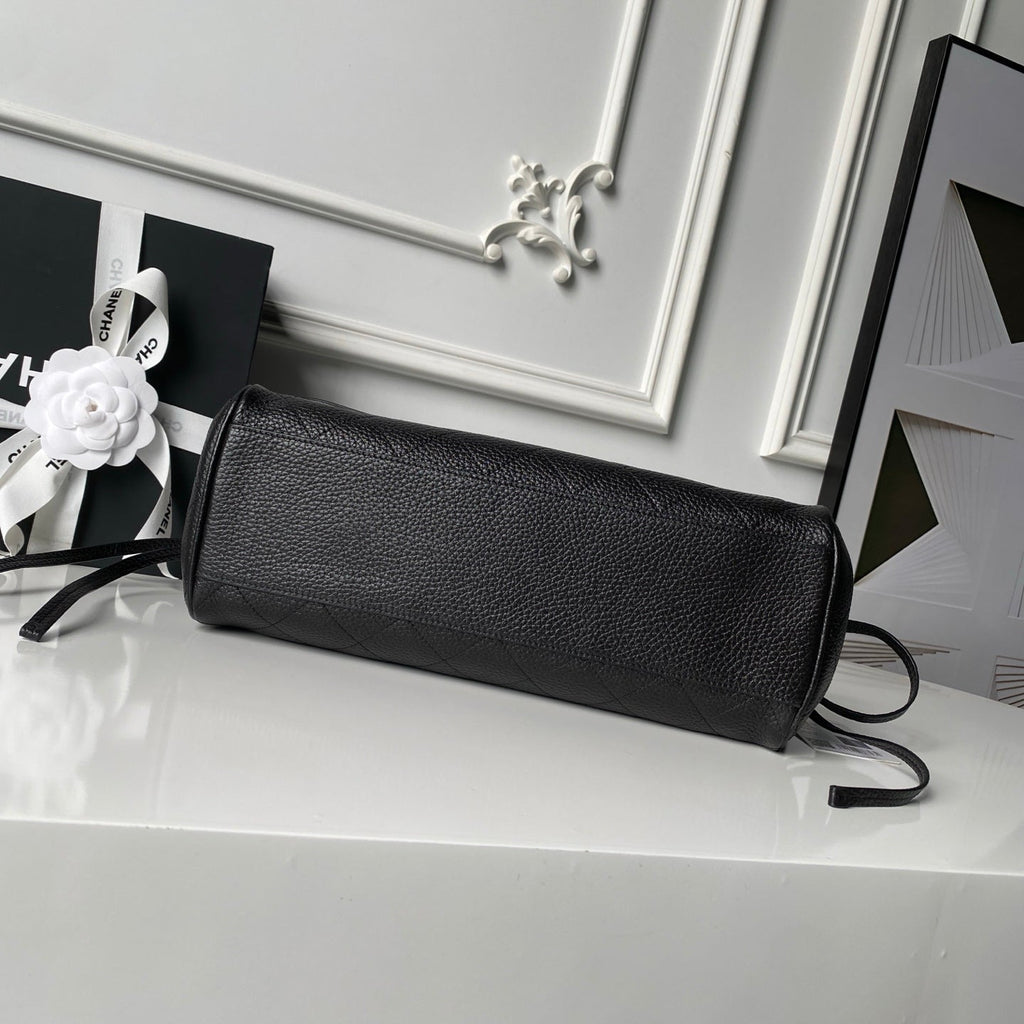 CHANEL 26S BOWLING BAGUETTE BAG 30CM IN BLACK CAVIAR CALFSKIN