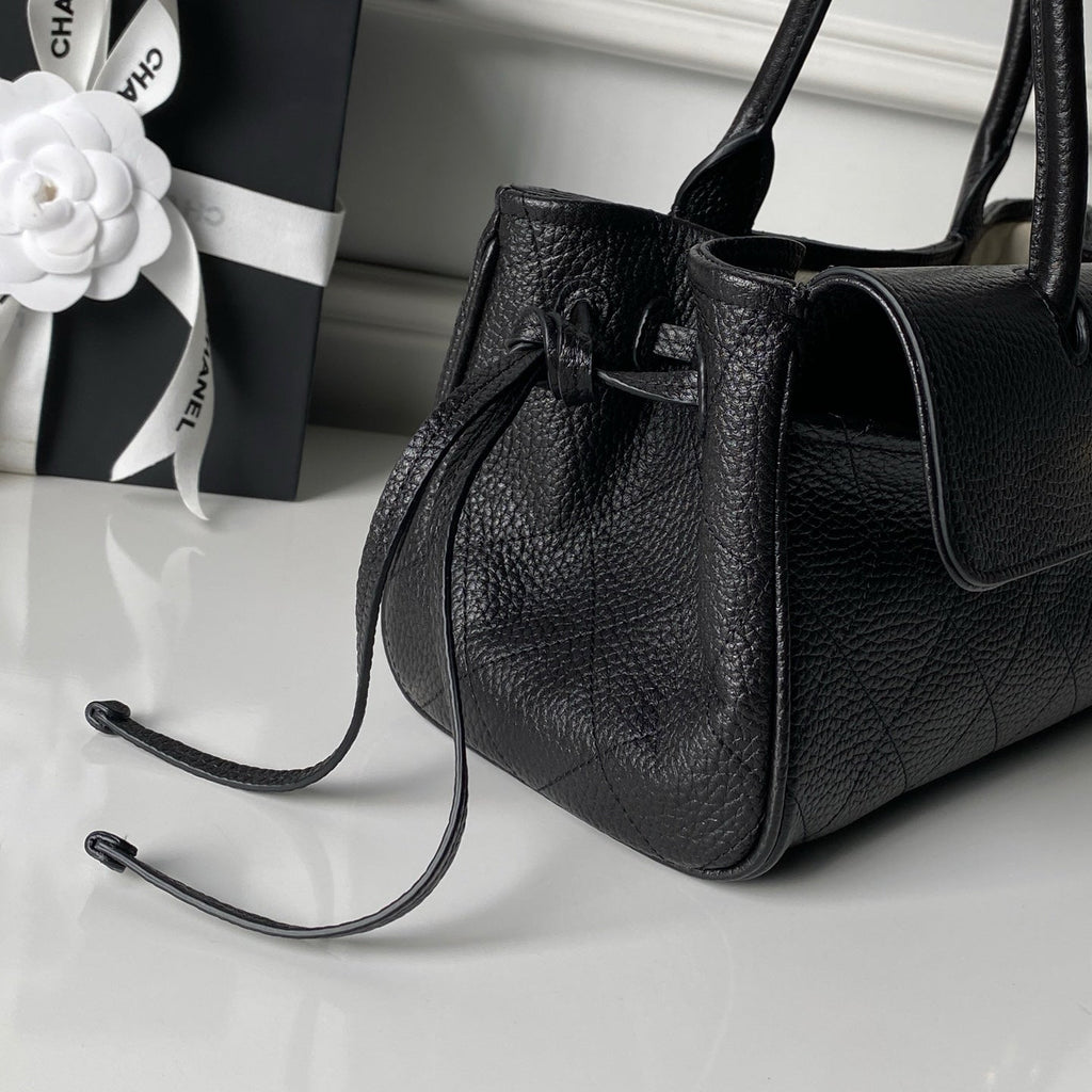 CHANEL 26S BOWLING BAGUETTE BAG 30CM IN BLACK CAVIAR CALFSKIN