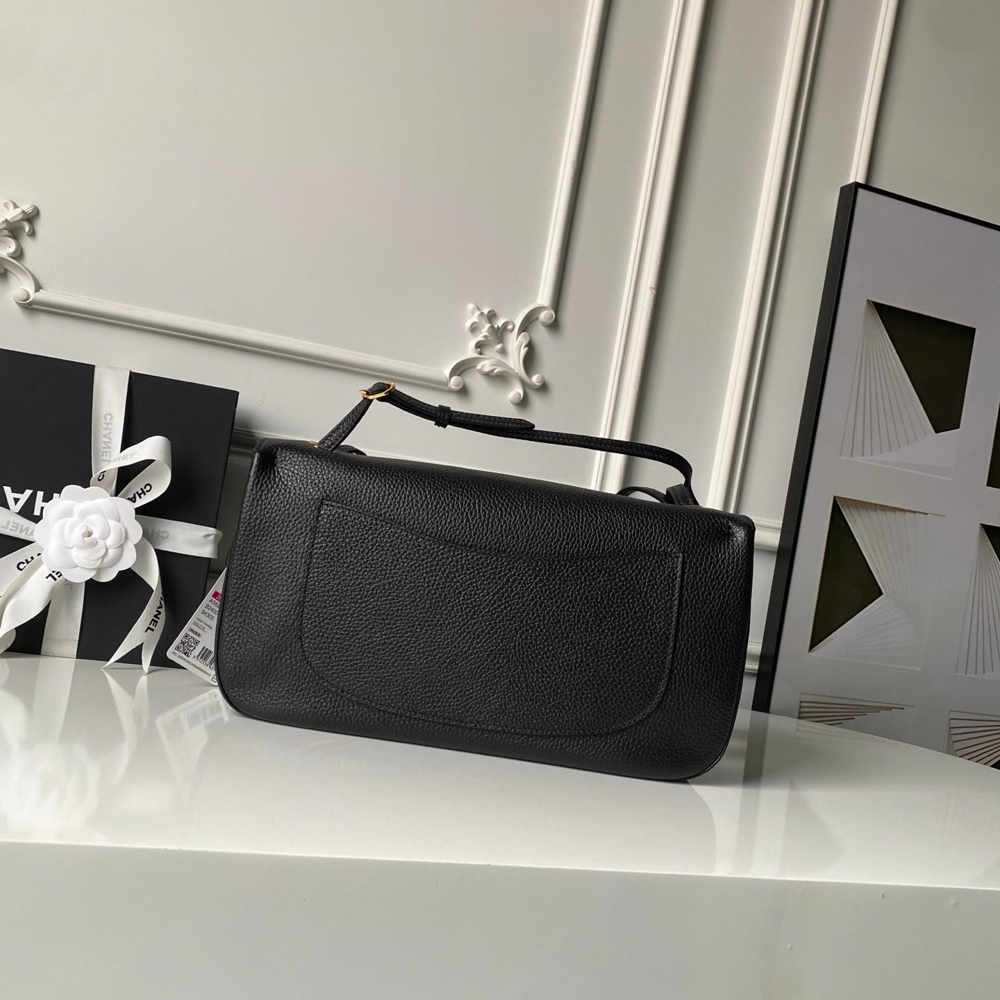 CHANEL 26S CC LOGO SHOULDER BAG 32 IN BLACK GRAINED CALFSKIN