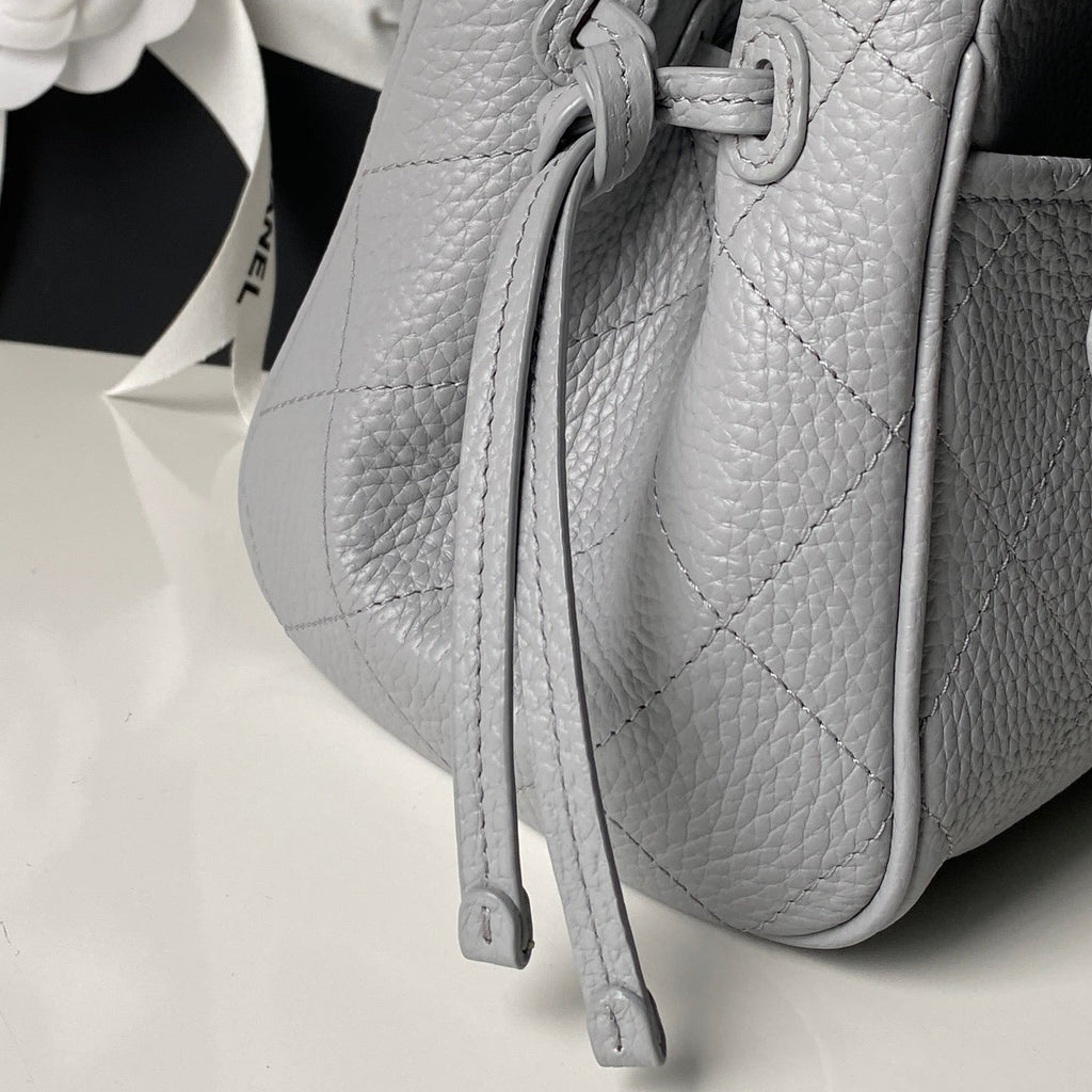CHANEL 26S BOWLING BAGUETTE BAG 30CM IN GREY CAVIAR CALFSKIN